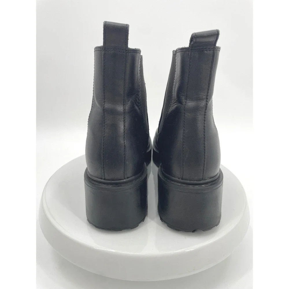 Steve Madden Tyclone Boot Women 8 Black Leather Chelsea Lug Platform Grunge Y2K